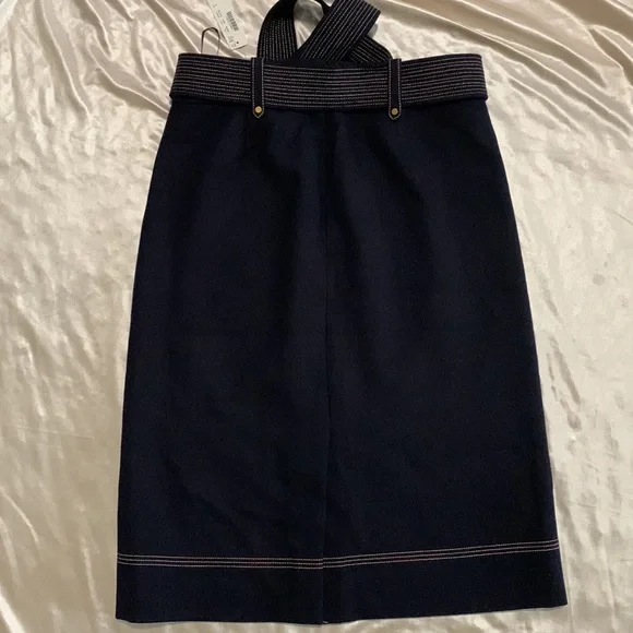 J. Crew Wool Pencil Skirt | Navy Blue Wool Skirt Size 8 - Picture 2 of 11